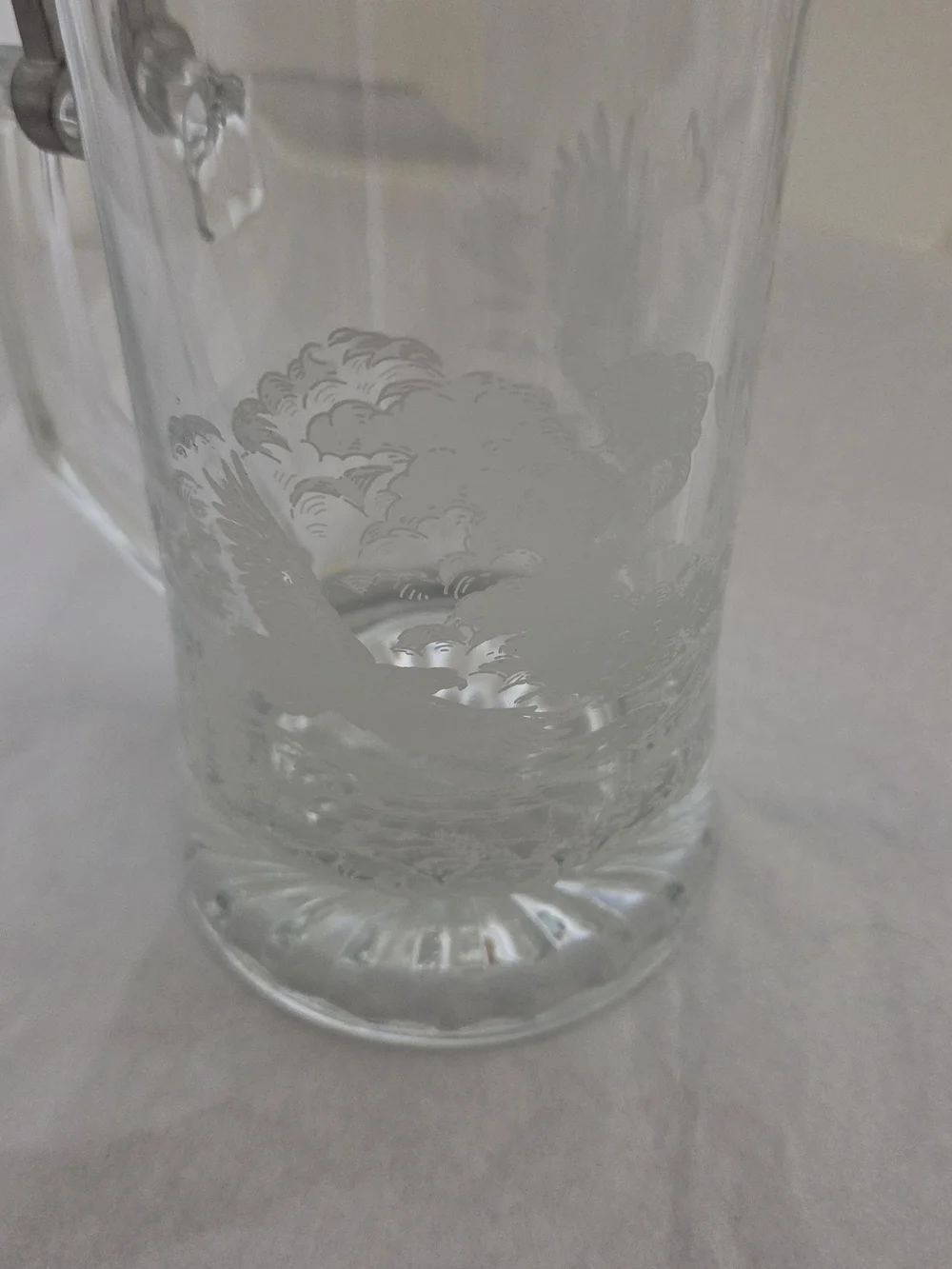 Glass Beer Stein with Metal Eagle-Handled Lid - Pewter-Tone